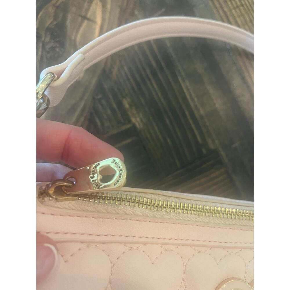 Juicy Couture Pink Quilted Shoulder Bag Logo Chain Gold Hardware Preppy Clueless - Picture 9 of 10